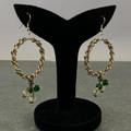GREY AND GREEN WAXCORD WITH GREEN GLASS BAD EARRING