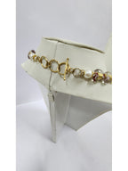 Golden Seed Bead With Glass Silver Foil Bead Necklace.