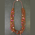 MULTY LAYERED SEED BEAD SHELL WITH THREAD NECKLACE