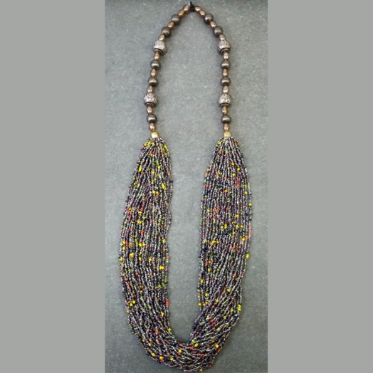 MULTY YELLOW SEED BEAD METALL- UND GLASPERLENKETTE