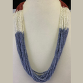 COLOR SEED BEAD NECKLACE WHITE AND BLUE