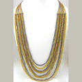 GOLDEN AND BLUERAINBOW SEED BEAD NECKLACE