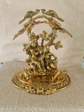 Sh- 108 Métal blanc poli laqué Radha Krishna avec arbre