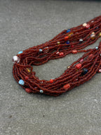 MAROON SEED/GLASS BEAD NECKLACE