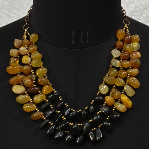 NK5010 - Stone & Metal Chain Necklace