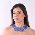 PJ710B - Cobalt blue color pipe seed bead necklace