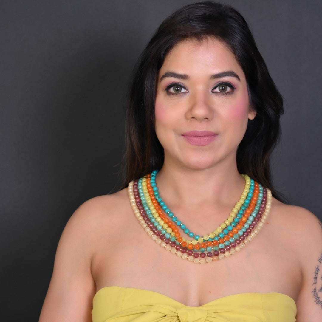 NK10713B - Multicolor Resin Bead Necklace