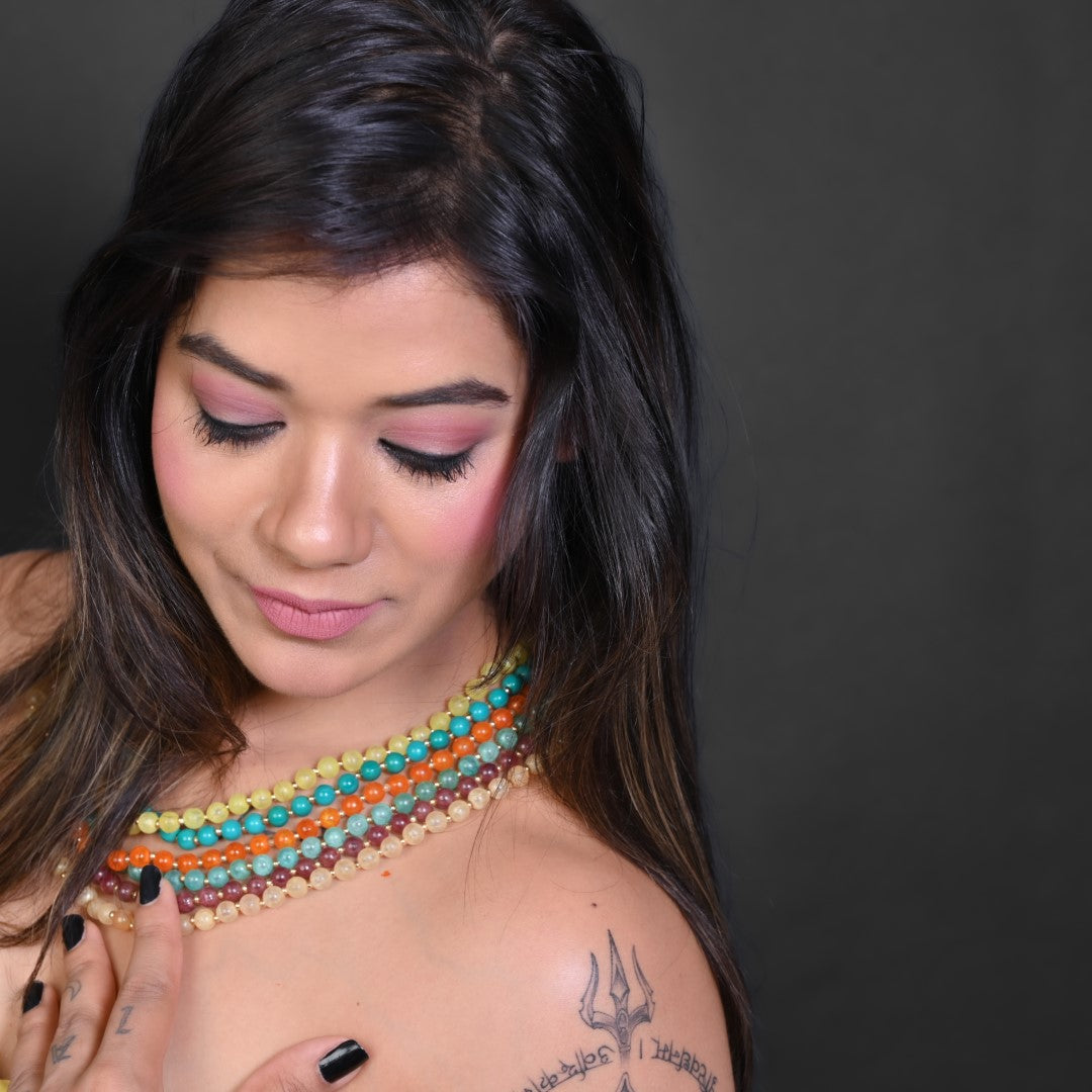 NK10713B - Multicolor Resin Bead Necklace