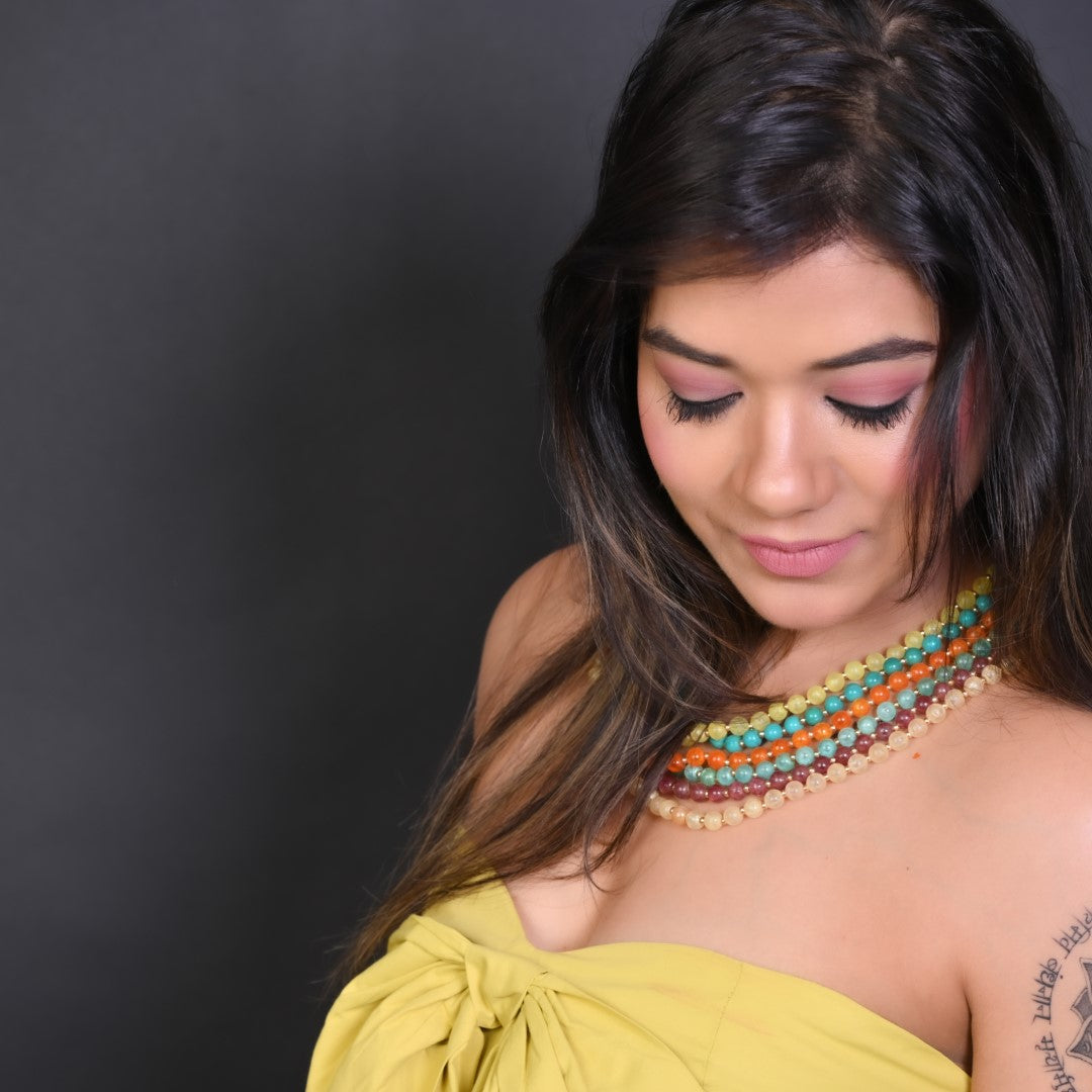 NK10713B - Multicolor Resin Bead Necklace