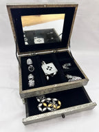 Handcrafted Antique-Finish Keepsake Box with Geometric Star Pattern
