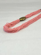 MULTY LAYERED PINK SEED BEAD GOLD CRIS BEAD WITH THREAD NECKLACE