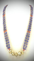 NK14923 HALSKELLTE MIT GLAS-/CHEVRON-PERLEN UND GOLDMETALL-NUGGETS