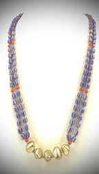 NK14923 HALSKELLTE MIT GLAS-/CHEVRON-PERLEN UND GOLDMETALL-NUGGETS