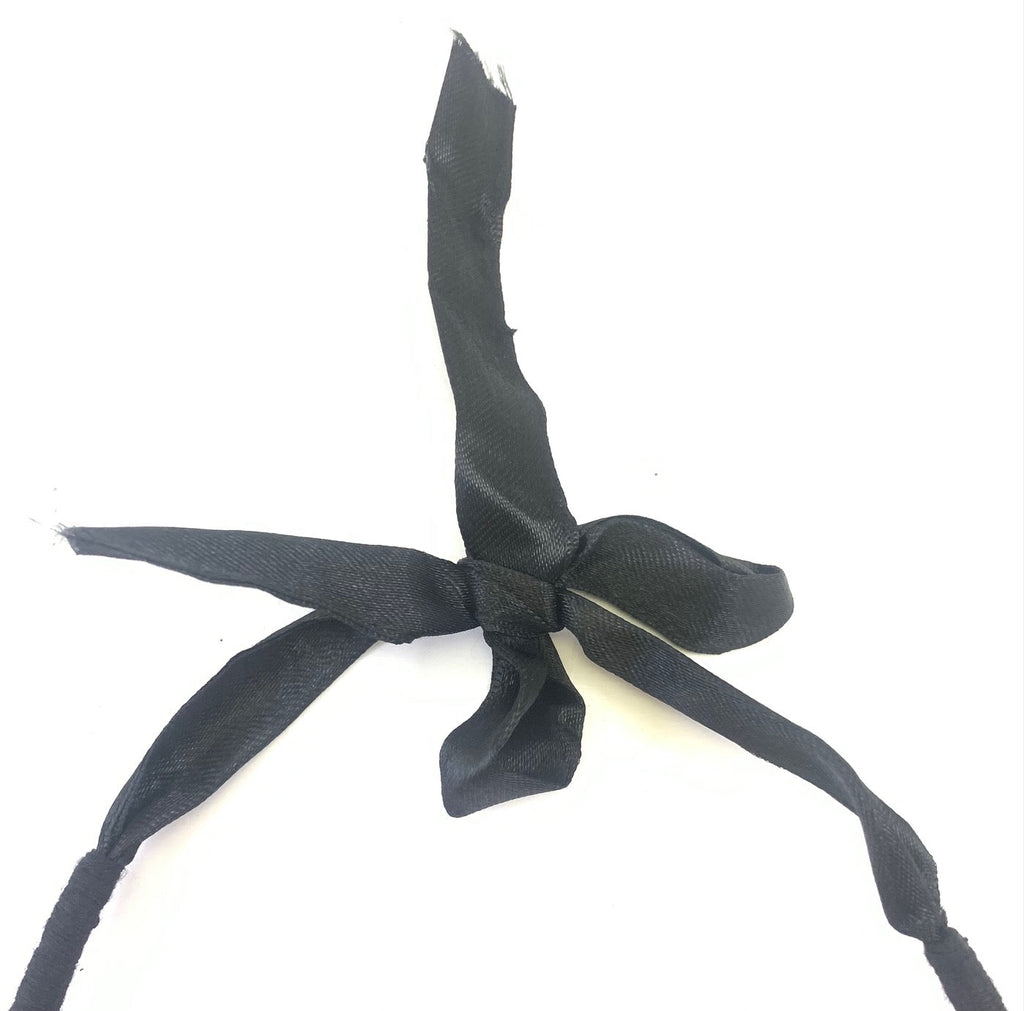 NK14533 Rote mehrschichtige Glasperlenkette mit schwarzem Band