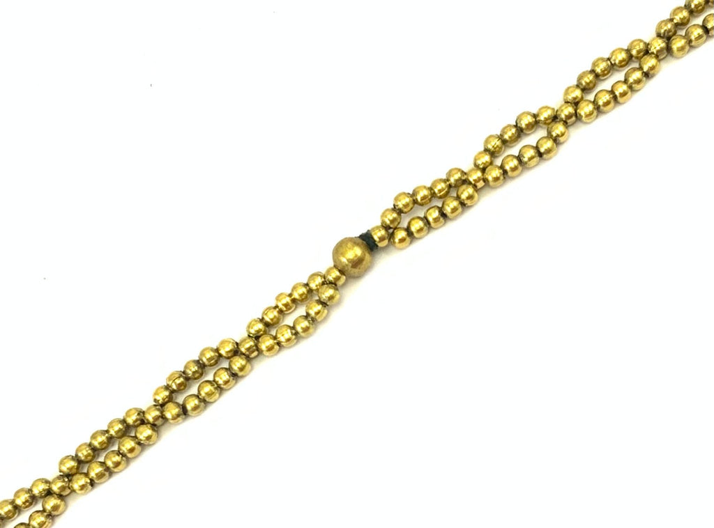 NK8581 - HORNPERLE & ANTIKGOLD METALLKUGEL/ANHÄNGER MIT FADENQUASTEN-HALSKEtte