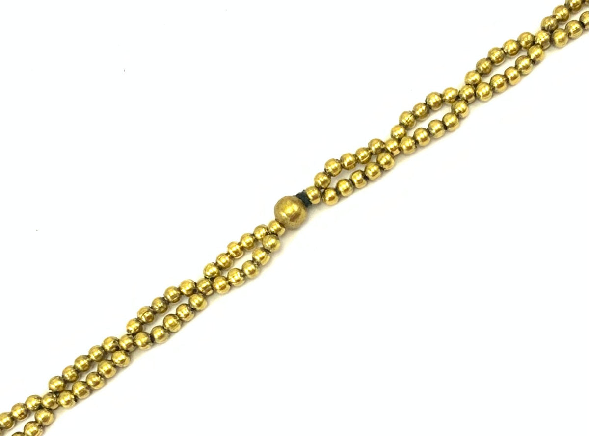 NK8581 - HORNPERLE & ANTIKGOLD METALLKUGEL/ANHÄNGER MIT FADENQUASTEN-HALSKEtte