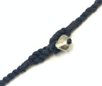 NK8562 - HORN BEAD/RING WITH SILVER METAL PENDANT & THREAD BRAIDED NECKLACE
