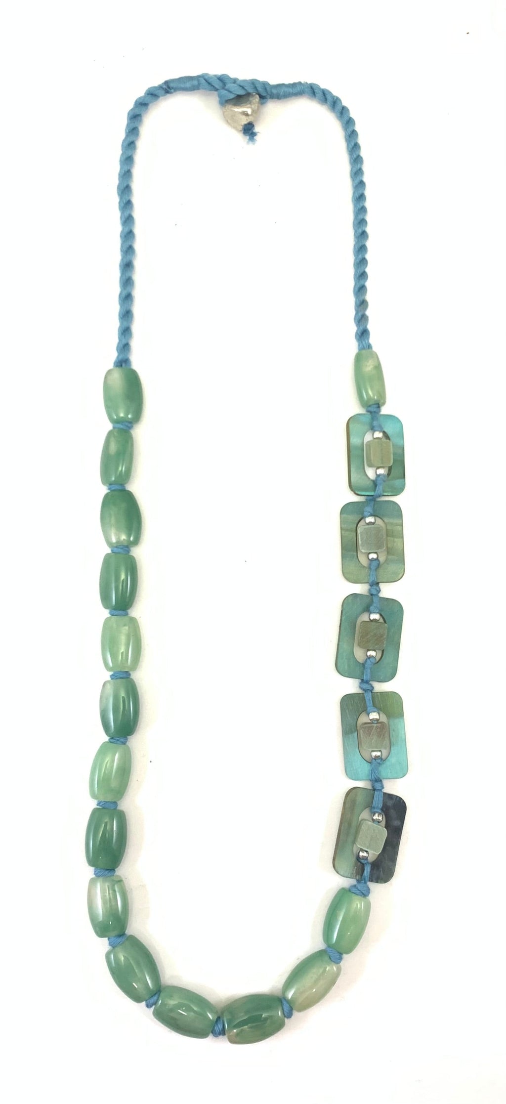 NK15153- COLLIER EN RÉSINE/PERLE EN CORNE/ANNEAU AVEC FIL TRESSÉ