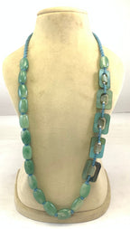 NK15153- COLLIER EN RÉSINE/PERLE EN CORNE/ANNEAU AVEC FIL TRESSÉ