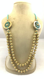 NK15154 - Collier en perles de bois, corne et C.C.P. sur fil tressé