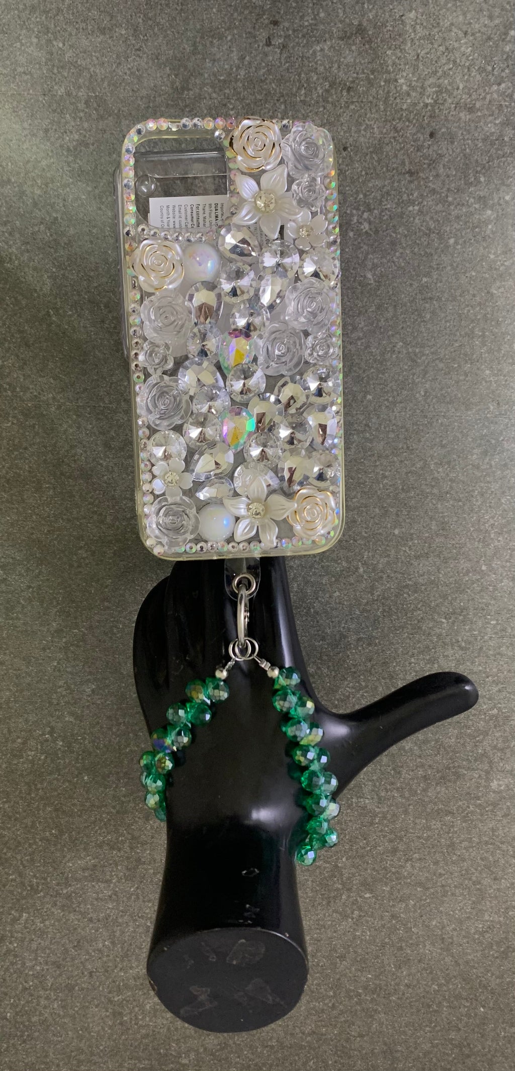 MIS3943A - TRENDY DIAMOND CUT GLASS BEAD HANGING MOBILE WRISTLET