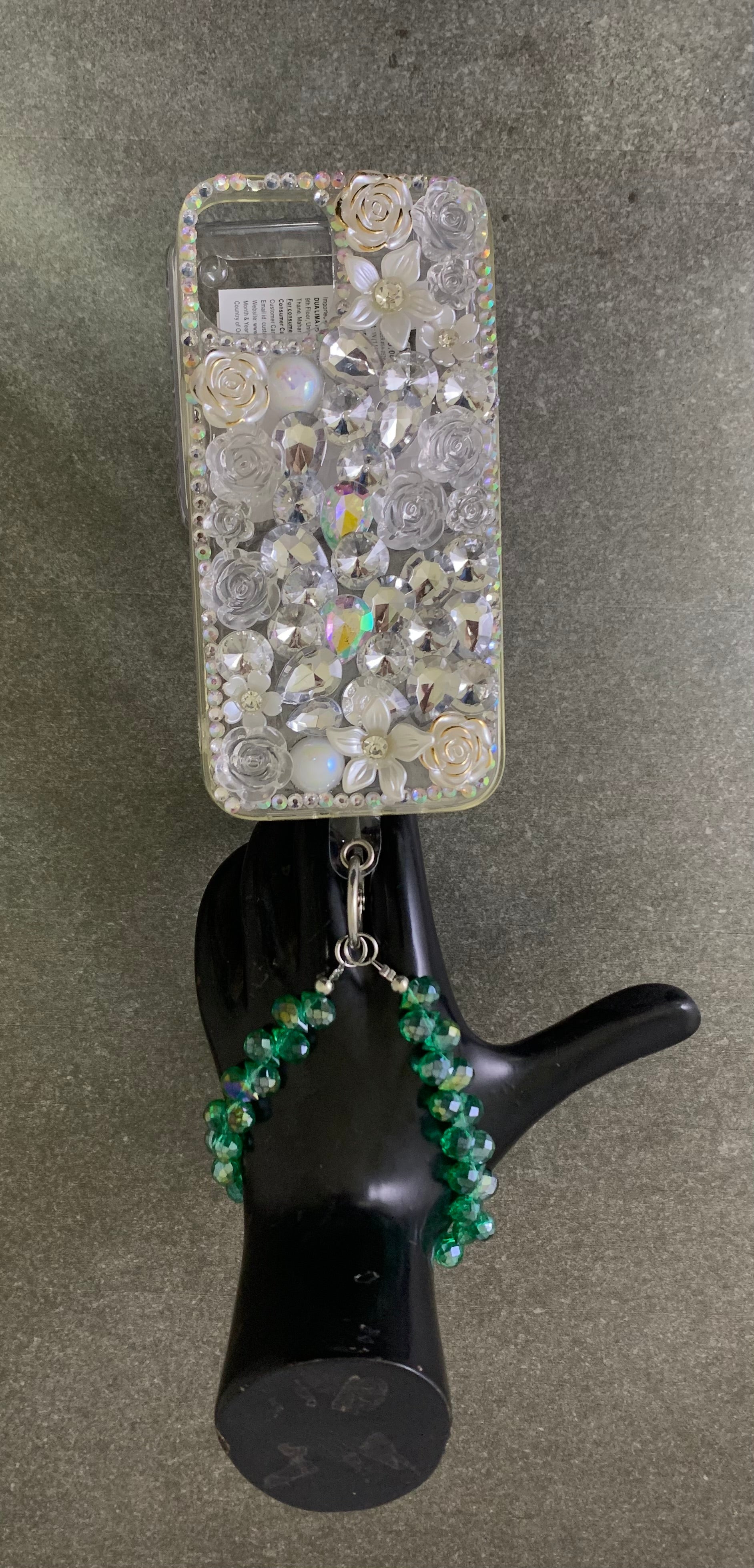 MIS3943A - TRENDY DIAMOND CUT GLASS BEAD HANGING MOBILE WRISTLET