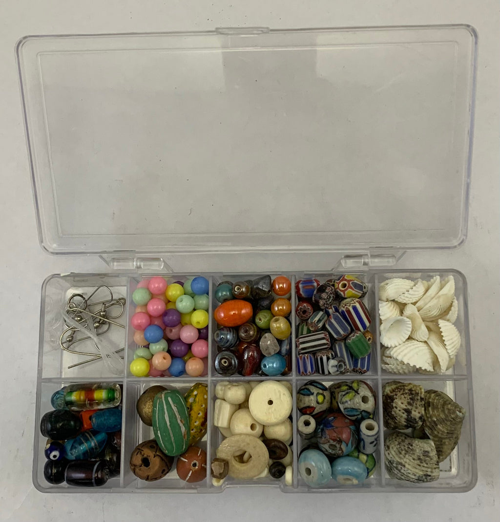 BDK279 - CHEVRON/GLASS/CLAY/SHELL BEAD DIY KIDS KIT