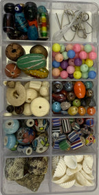 BDK279 - CHEVRON/GLASS/CLAY/SHELL BEAD DIY KIDS KIT
