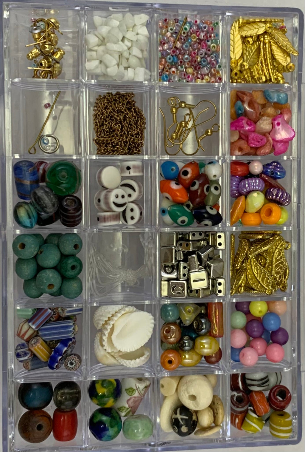 BDK284 - GLASS/BONE/WOODEN/SHELL/ALPHABET BEAD DIY KIDS KIT