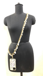 MIS3942 - TRENDY & STYLISH METAL CHAIN WITH BEADED HANGING LANYARD CROSSBODY, DURABLE DALIY USE HANGING CHAIN FOR MOBILE, CARD HOLDER & ACCESSORIES