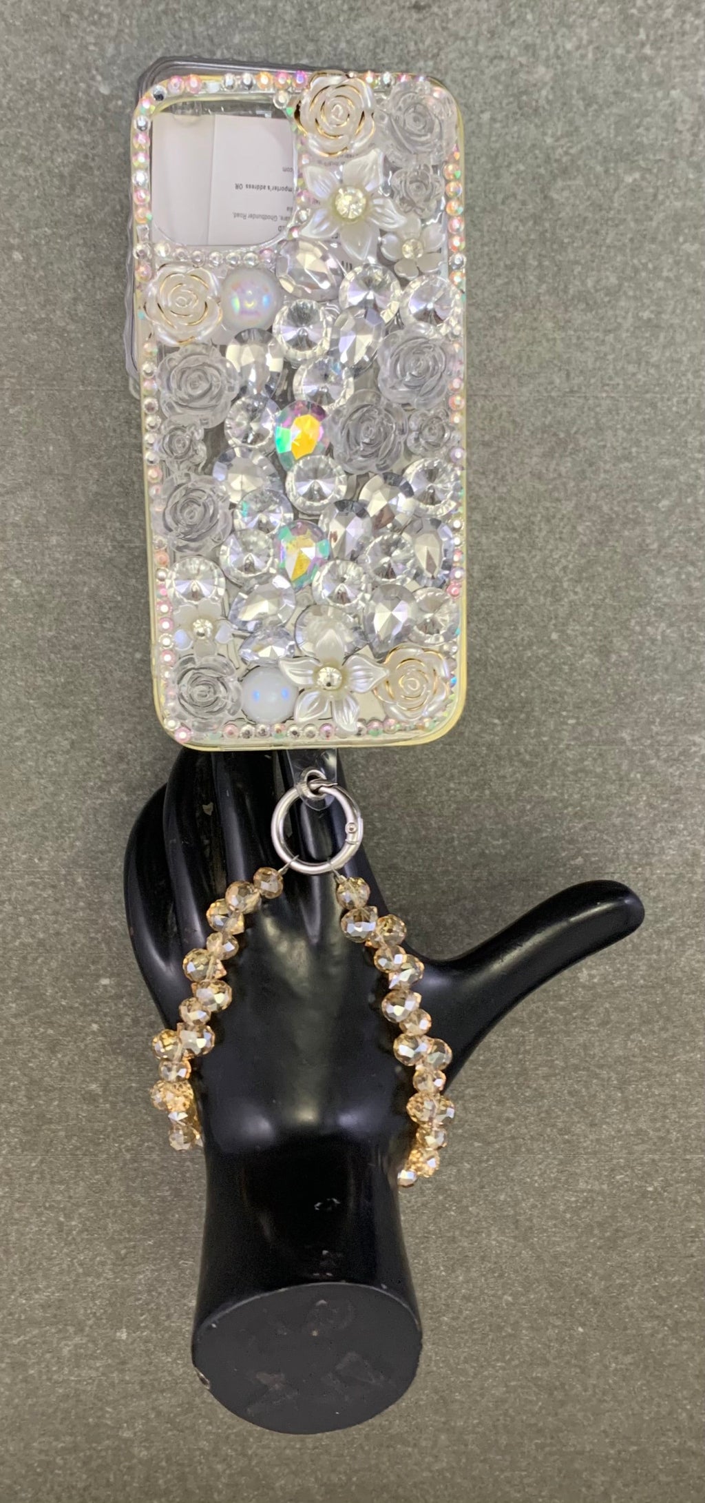 MIS3943E - TRENDY DIAMOND CUT GLASS BEAD HANGING MOBILE WRISTLET