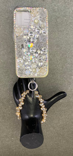MIS3943E - TRENDY DIAMOND CUT GLASS BEAD HANGING MOBILE WRISTLET