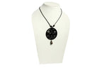 NK 10313A Black Acrylic pendant wax cord necklace dastakaaristore