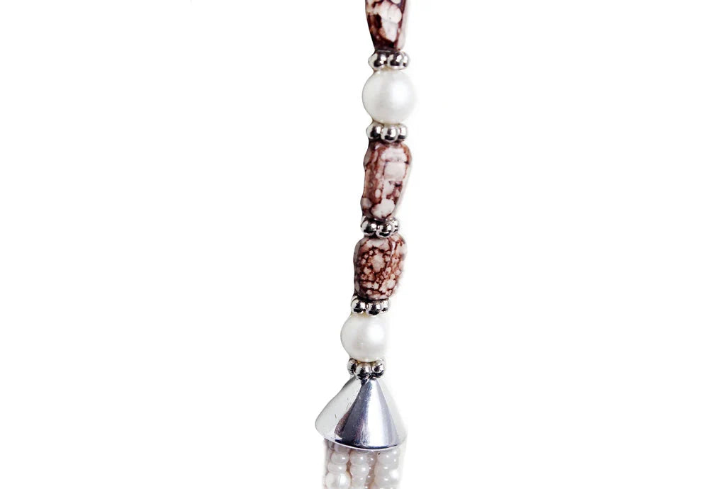 NK 11888 Natural color seed & glass bead layered necklace dastakaaristore
