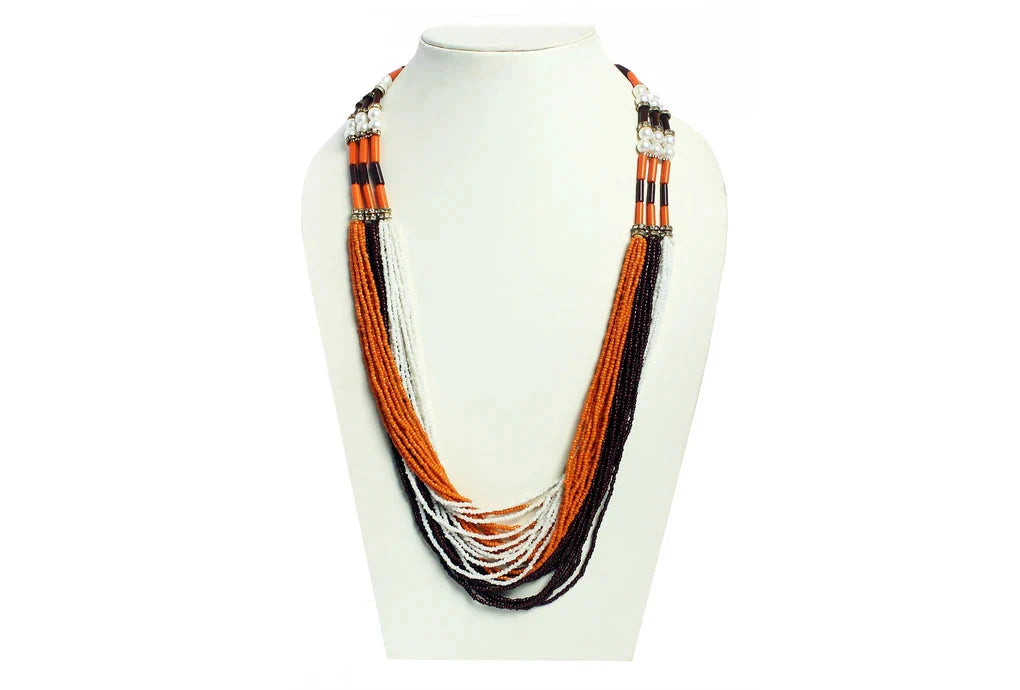 NK 11897 Multicolor seed bead layered necklace dastakaaristore