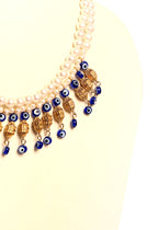 NK 12026 Artificial white pearl bead & evil eye glass bead necklace dastakaaristore