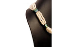 NK 12027 Artificial white pearl & green multi silver foil bead necklace dastakaaristore