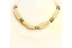 NK 12027 Artificial white pearl & green multi silver foil bead necklace dastakaaristore