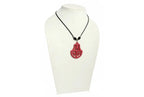 NK 1541A Red acrylic pendant  wax cord necklace dastakaaristore