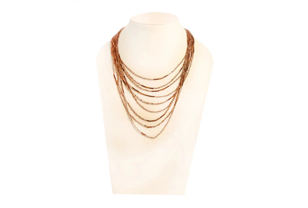 NK 247 Brownish/pinkish seed bead necklace dastakaaristore