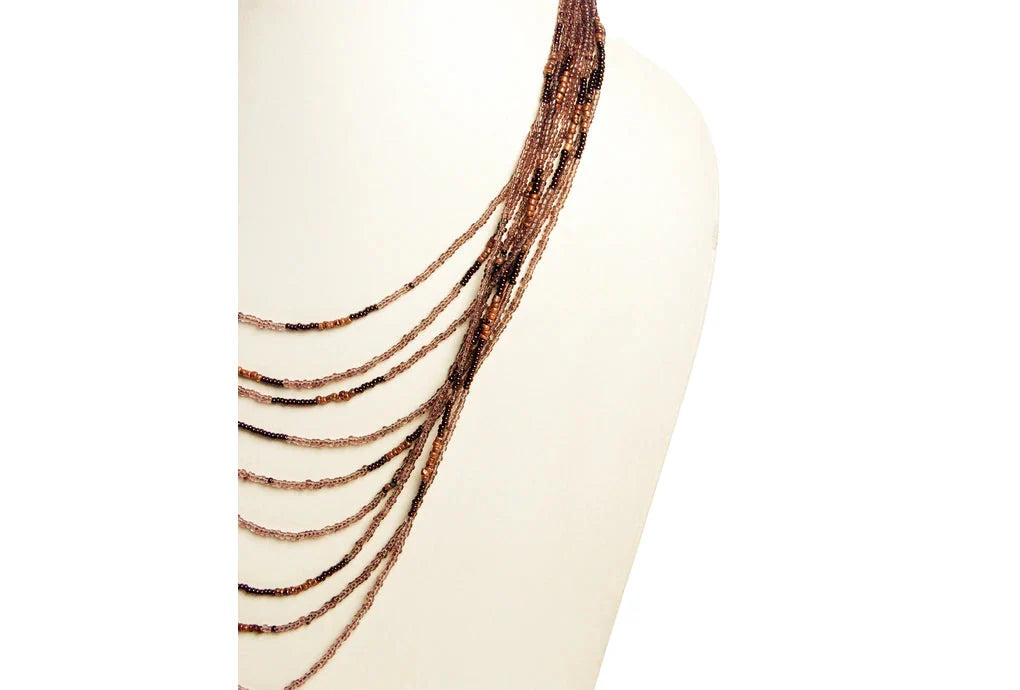 NK 247 Brownish/pinkish seed bead necklace dastakaaristore
