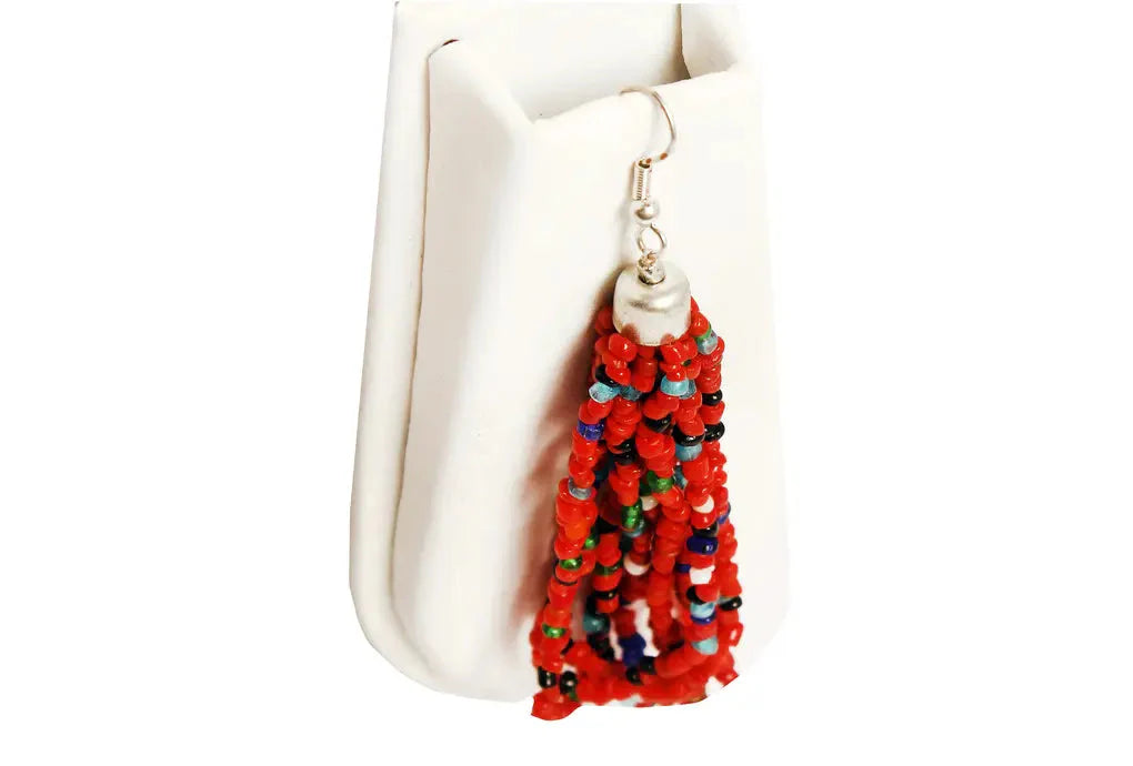 NK 3740 Multicolor seed bead choti necklace with matching earrings set dastakaaristore