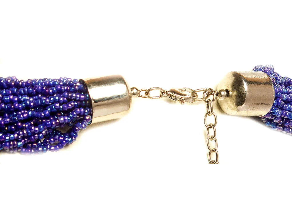 NK 6597B Cobalt blue color seed bead necklace dastakaaristore
