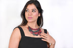 NK 8864 Maroon & slate grey horn necklace dastakaaristore