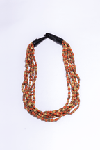 ROW WOODEN BEAD WITH RESIN HOOK NECKLACE