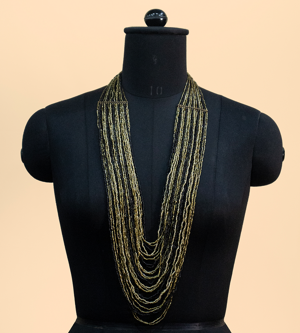 NK1296D - 15 ROW SEED/GLASS BEAD NECKLACE