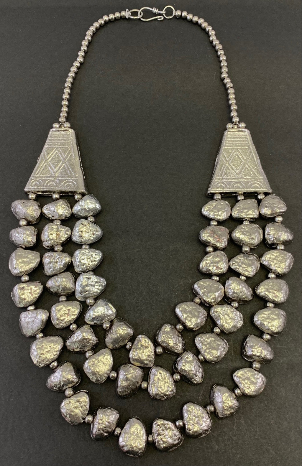 NK14230A ALUMINIUM METAL BEAD SILVER COLOR NICKLE FREE NECKLACE