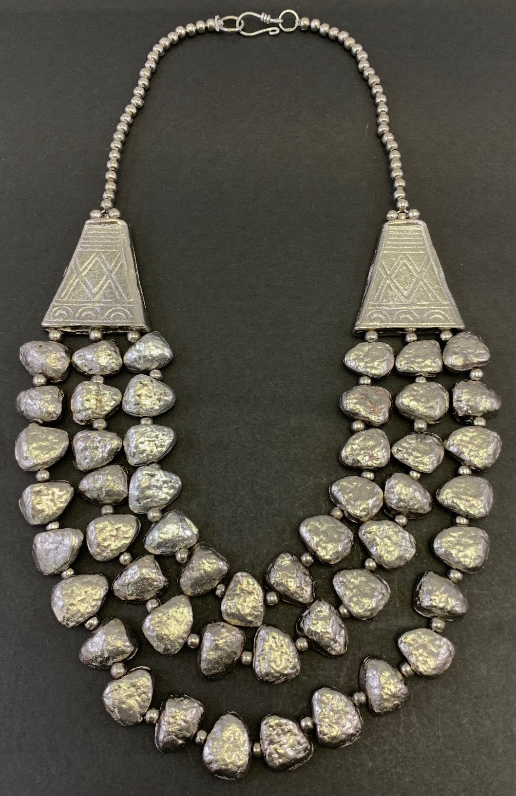NK14230A ALUMINIUM METAL BEAD SILVER COLOR NICKLE FREE NECKLACE