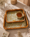 KSB0001 - Set of 2 PSc Mango Wood Tray full enamel
