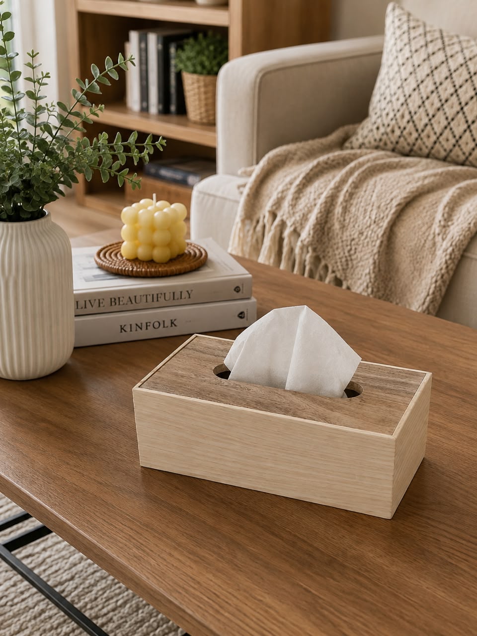 KSB0002 - Wooden tissue holder with magnetic lid